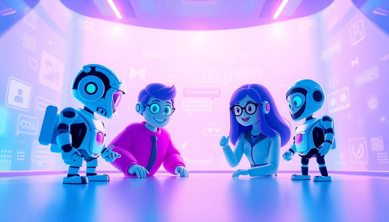 Engaging AI interaction scene showcasing Crush on AI with vibrant characters and chat interface.