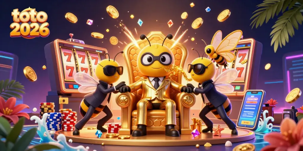 Tampilkan keberuntungan di toto 2026 dengan ilustrasi kasino yang kaya detail, menampilkan karakter menarik.