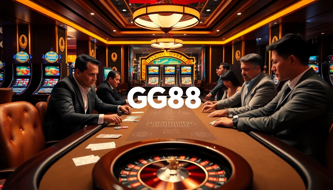 High-stakes poker table action at GG88 casino, featuring players in a thrilling game.