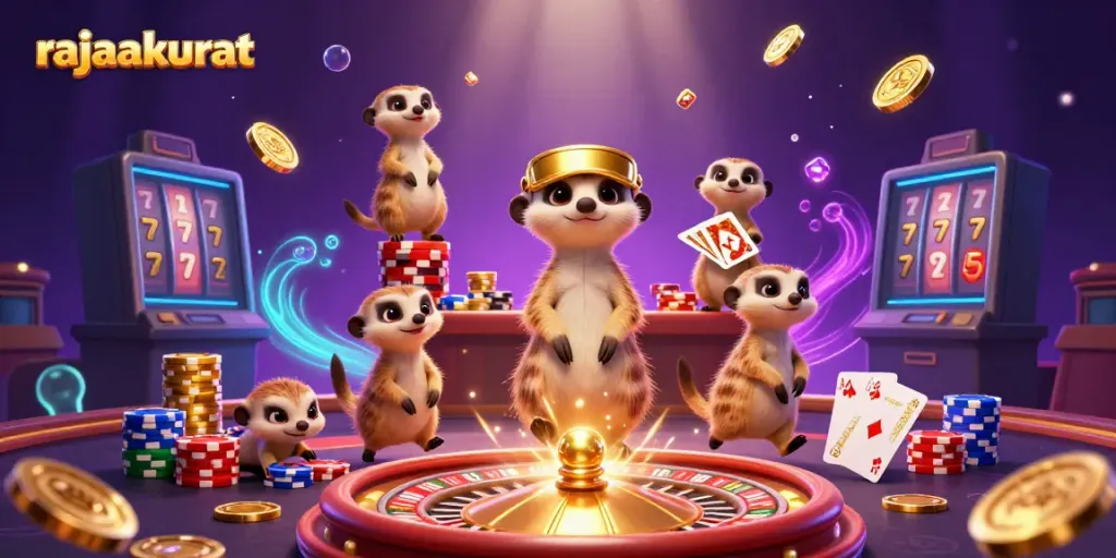 Rajaakurat menghadirkan kasino yang dinamis dengan koloni meerkat beraktifitas di dalamnya.