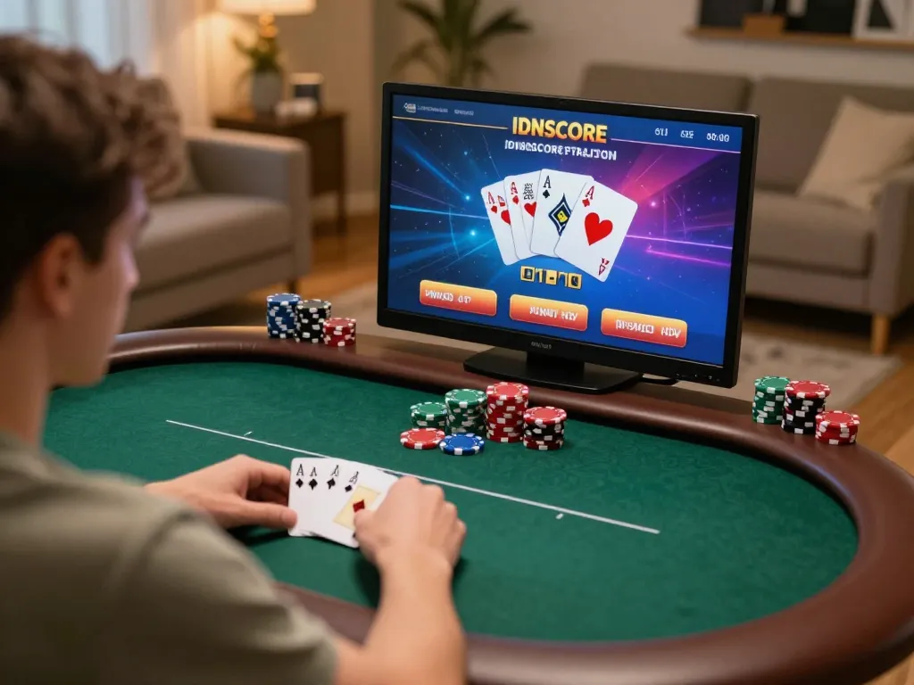 IDNSCORE online poker session showcasing player engagement with vibrant gaming interface.