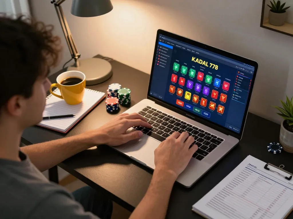 Player maximizing their KADAL 778 gaming experience with strategic notes in a cozy home office.