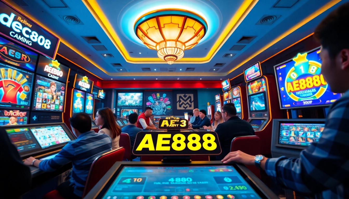 AE888 online gaming environment showcasing players enjoying various games in a vibrant digital casino.