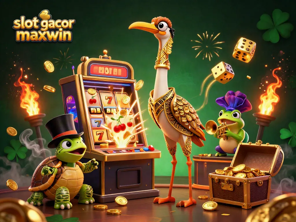 Experience the thrill of slot gacor maxwin with our vibrant 3D casino illustration featuring charming characters and jackpot excitement.