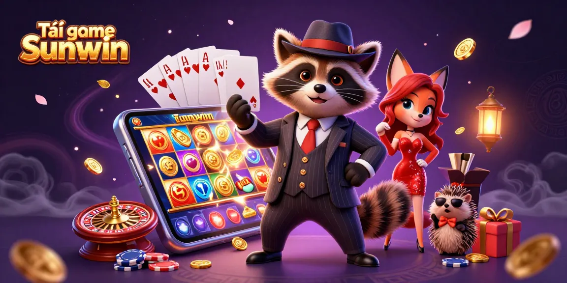 Engage in thrilling gameplay with Tải game Sunwin, featuring vibrant casino characters and winning elements.