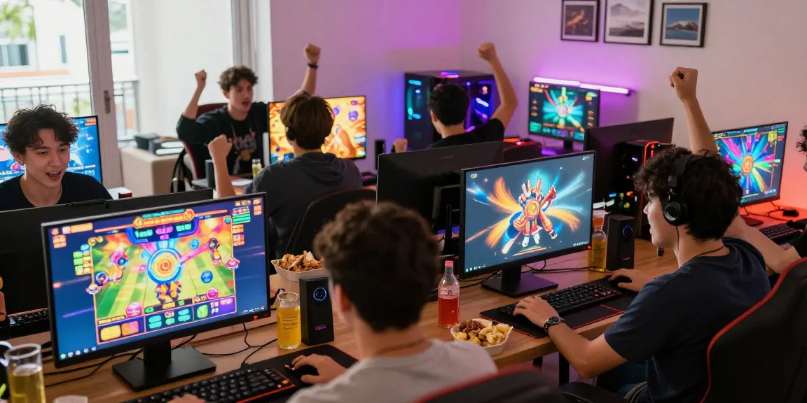 Exciting slot gaming experience with players enjoying vibrant graphics