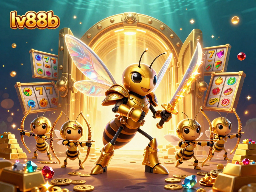 Spin and win at lv88b casino with vibrant visuals of a treasure-filled environment.