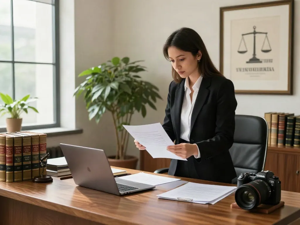 Lawyer at professional desk reviewing cases with law books and documents related to https://f168.law/.