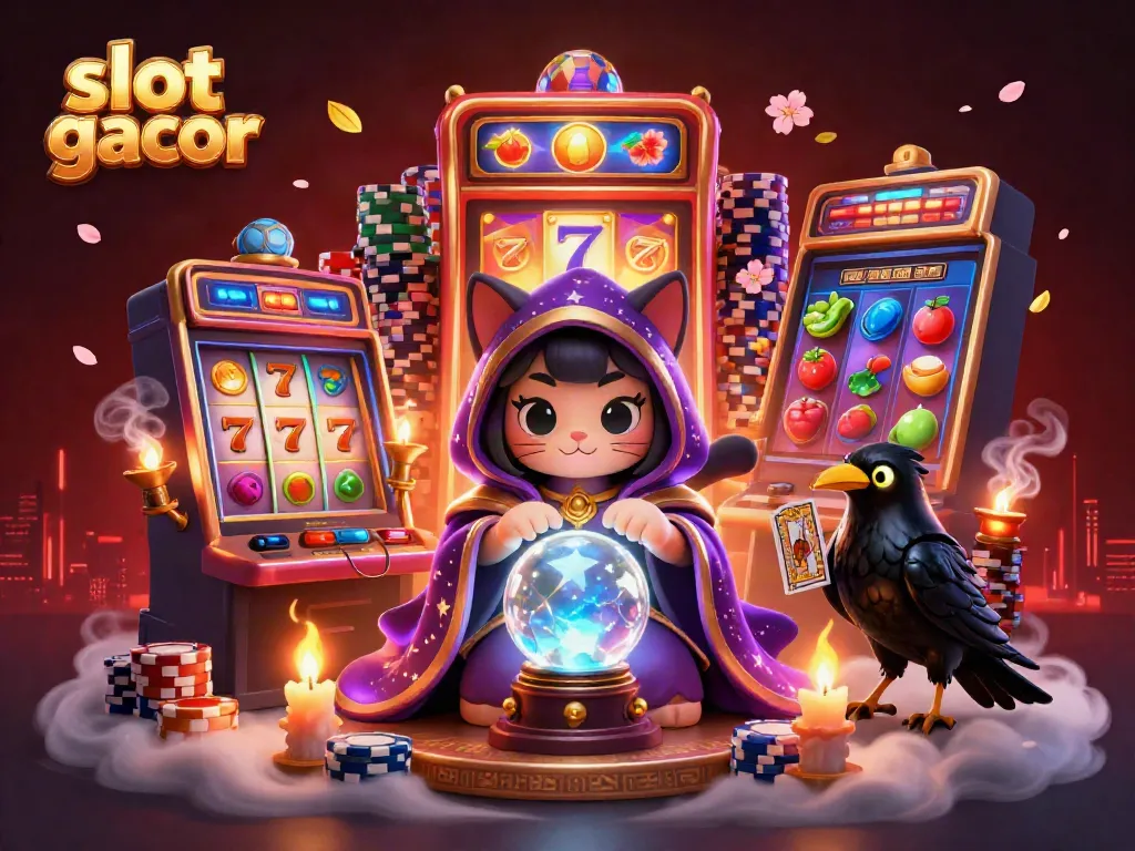 Win big with slot gacor at this vibrant 3D illustrated casino scene full of excitement.