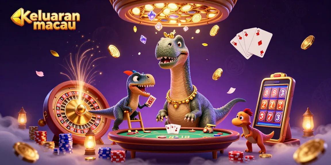 Permainan judi keluaran macau yang menarik di kasino dengan karakter kartun dinosaurus.