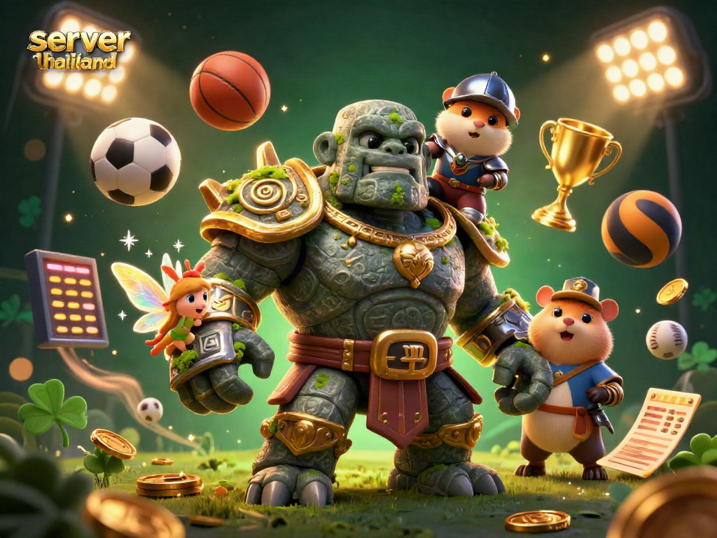 Experience the thrill of betting with server thailand in this vibrant casino-themed illustration.