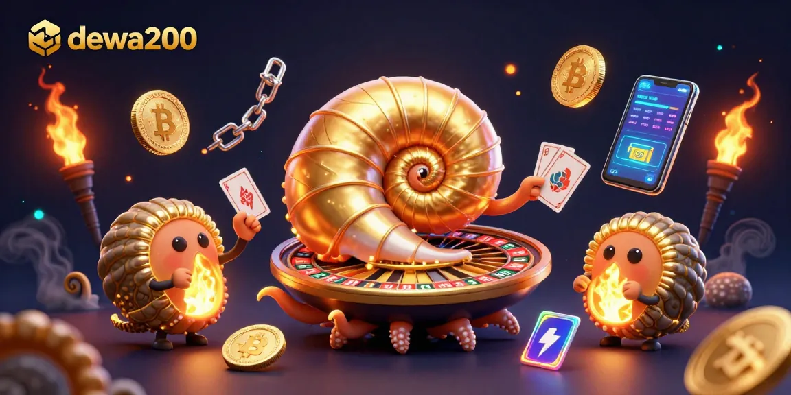 Gambarkan dewa200 saat bermain kasino dengan nautilus raksasa yang berkilau dan elemen kripto.