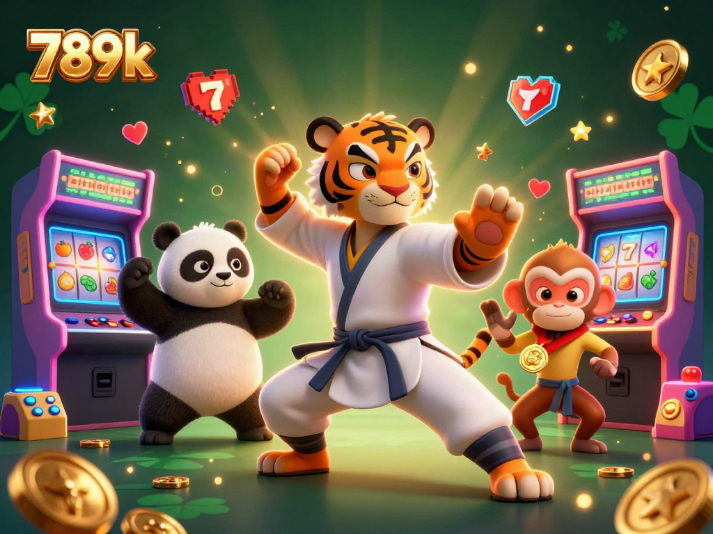Experience thrilling gameplay at 789k with cartoon characters enjoying casino games in style.