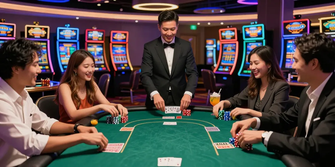 Exciting poker night capturing the thrill of situs togel with friends at a vibrant casino.