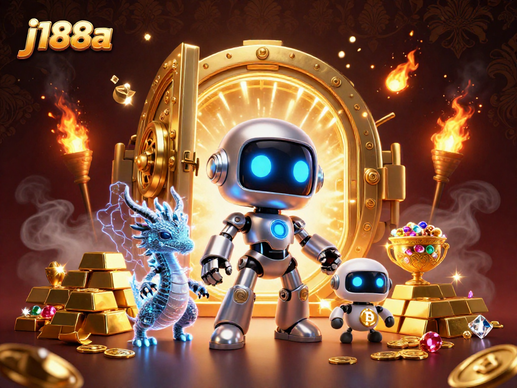 Join the excitement with j188a’s thrilling casino features in a vibrant 3D illustration.