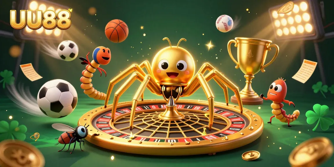 Experience thrilling gameplay with UU88 as the cartoon spider spins a roulette wheel web while placing bets.