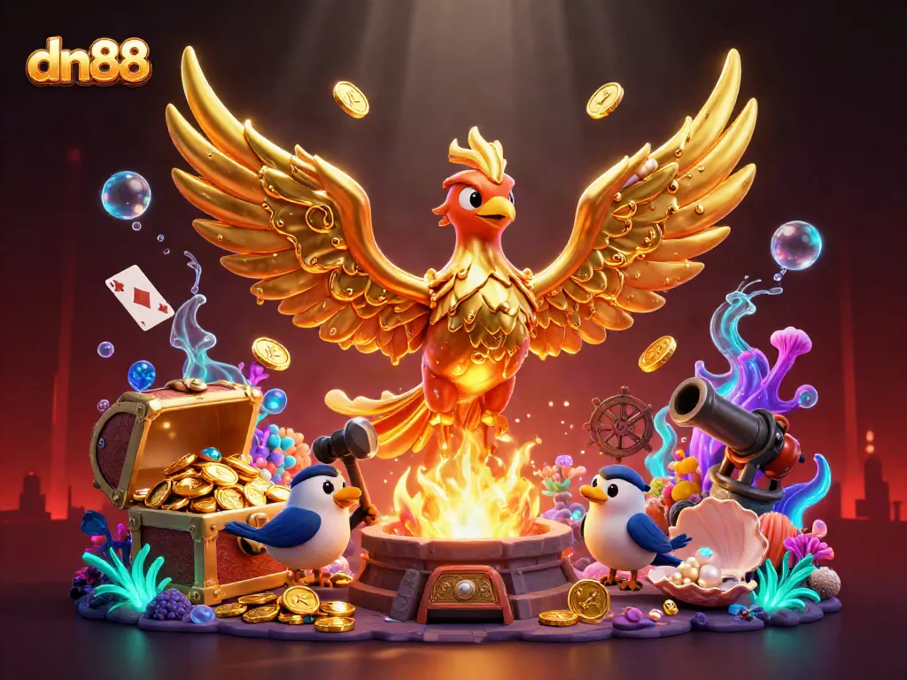 Experience exciting gameplay at dn88 with a molten metal phoenix and rich casino elements.