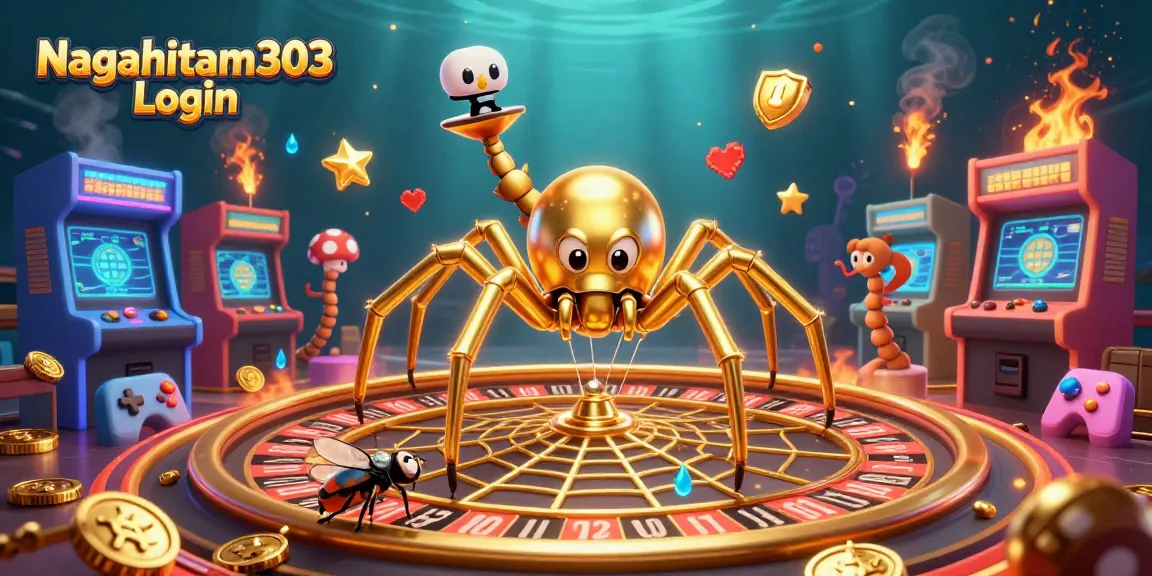 Experience excitement with Nagahitam303 Login at this immersive gambling-themed 3D illustration.