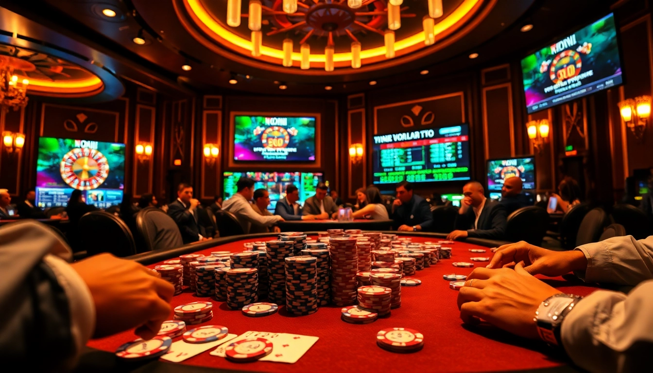 Exciting poker game scene showcasing players engaged in IDN Poker 88, highlighting strategy and competition.