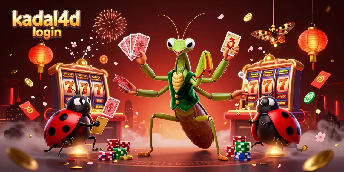 Permainan Kadal4d login, suasana slot online dengan karakter kasino yang unik.