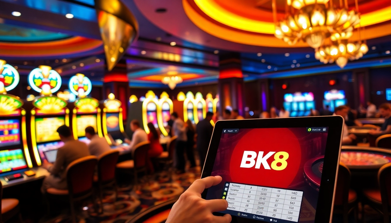 Experience thrilling gameplay with BK8 at vibrant casino tables and slot machines.