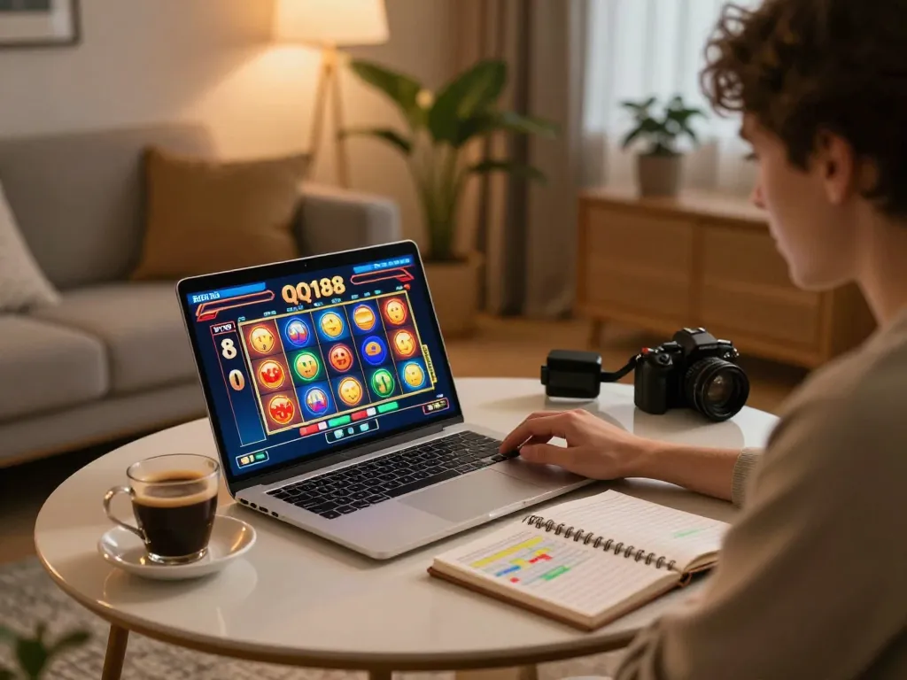 Menikmati permainan QQ188 Slot yang mendebarkan dalam pengaturan game online yang nyaman, menunjukkan taruhan yang bertanggung jawab.