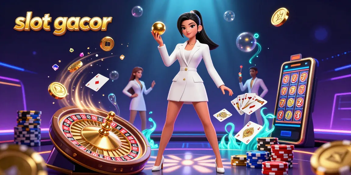 Experience captivating slot gacor action with golden coins flying and vibrant characters in a casino setting.