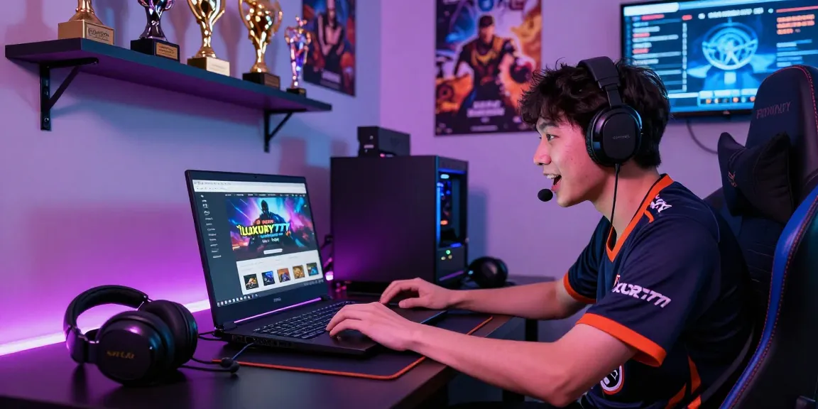 LUXURY777 Situs Resmi Terbaru dalam suasana permainan online yang dinamis, menampilkan pemain di meja gaming modern.