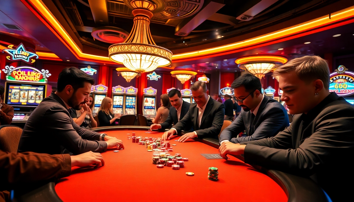 Engage in high-stakes poker action at a luxurious casino table highlighting https://tg88.sale/ with colorful chips.