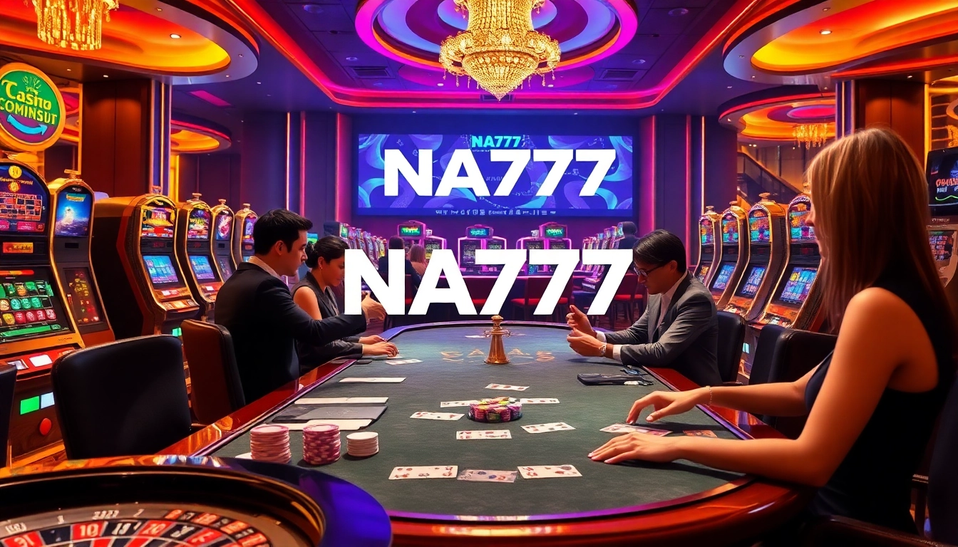 Experience the excitement of NA777 as players engage with vibrant casino tables and dynamic online gambling interfaces.