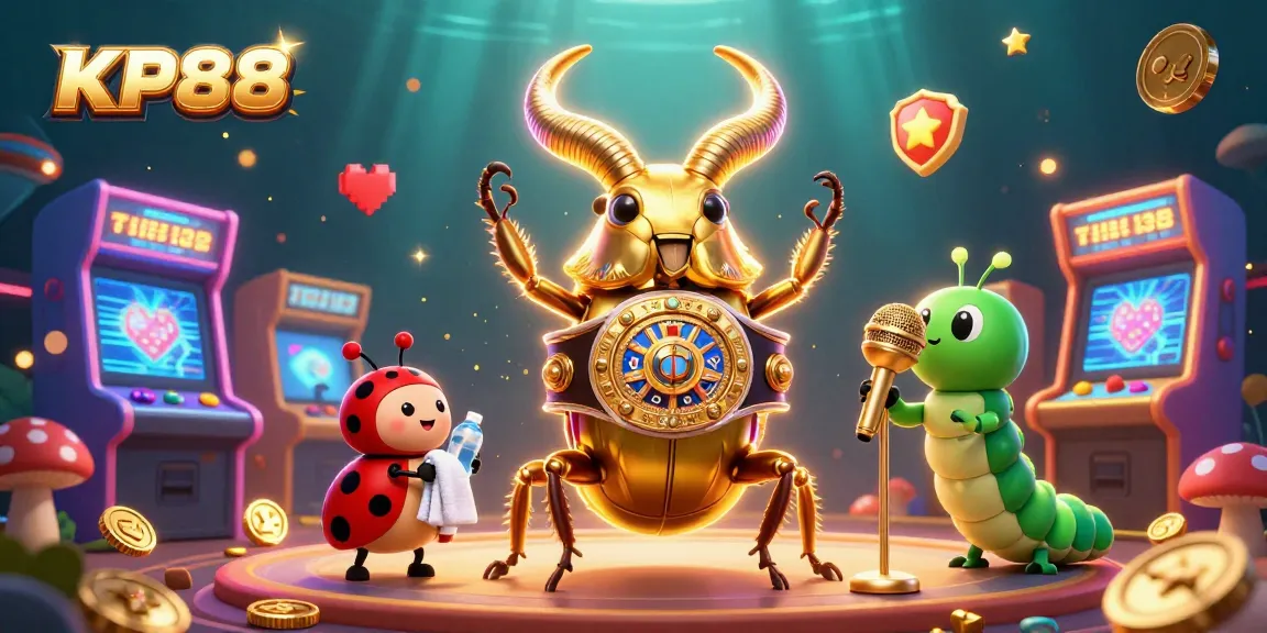 Experience thrilling gameplay with KP88 in this dynamic casino-inspired illustration featuring vibrant game elements.