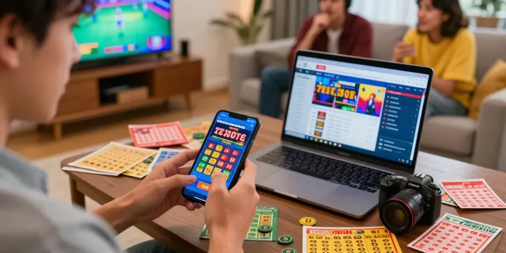 Pengalaman taruhan online di cirebontoto dengan perangkat pintar dalam suasana meriah.