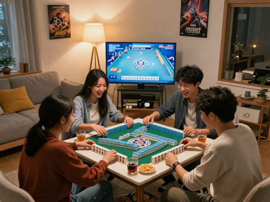 Engaging game night featuring friends playing MAHJONGJP88 in a cozy living room.