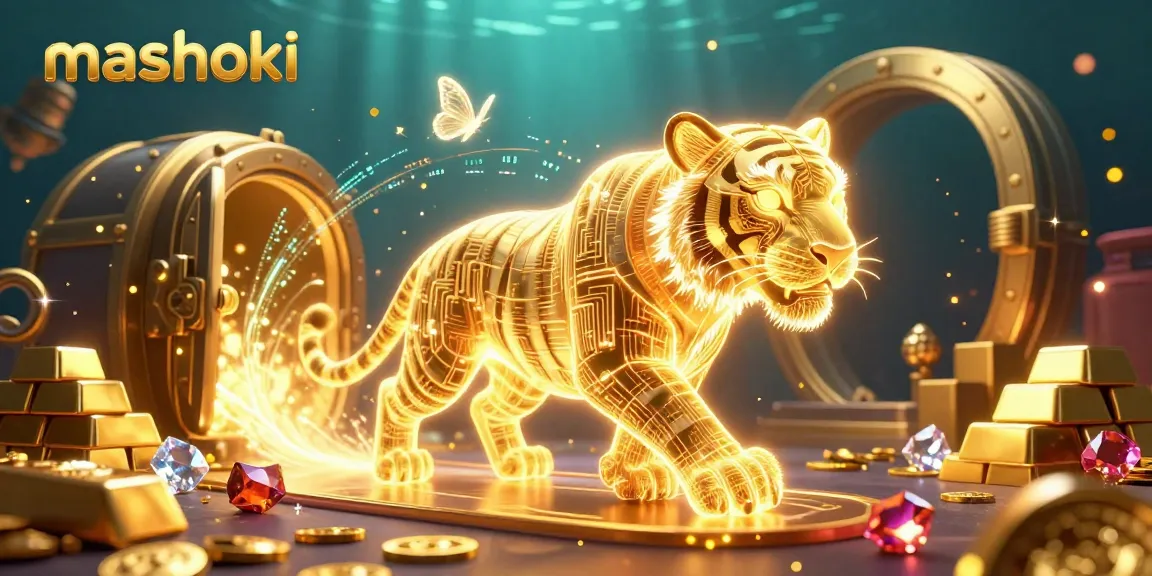 Experience mashoki in a vibrant digital casino world, illuminated by gold and treasures.