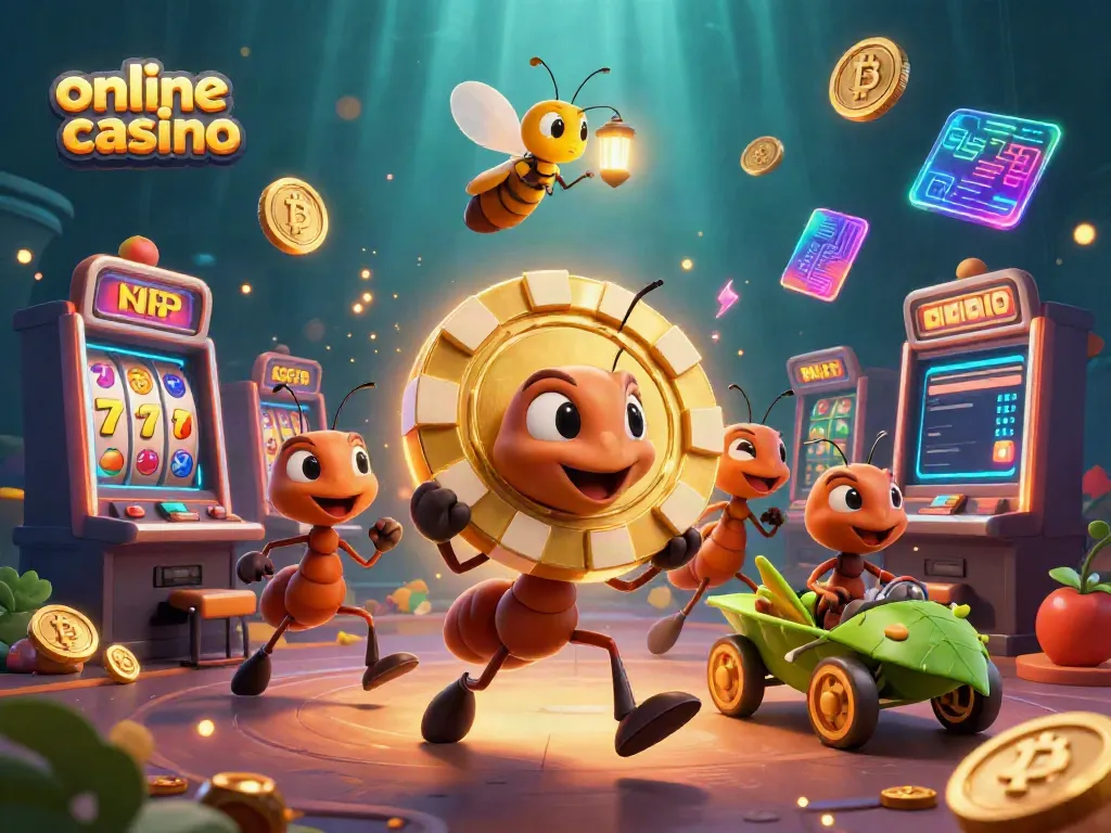 Watch a team of ants execute a heist in an online casino, carrying a giant poker chip.
