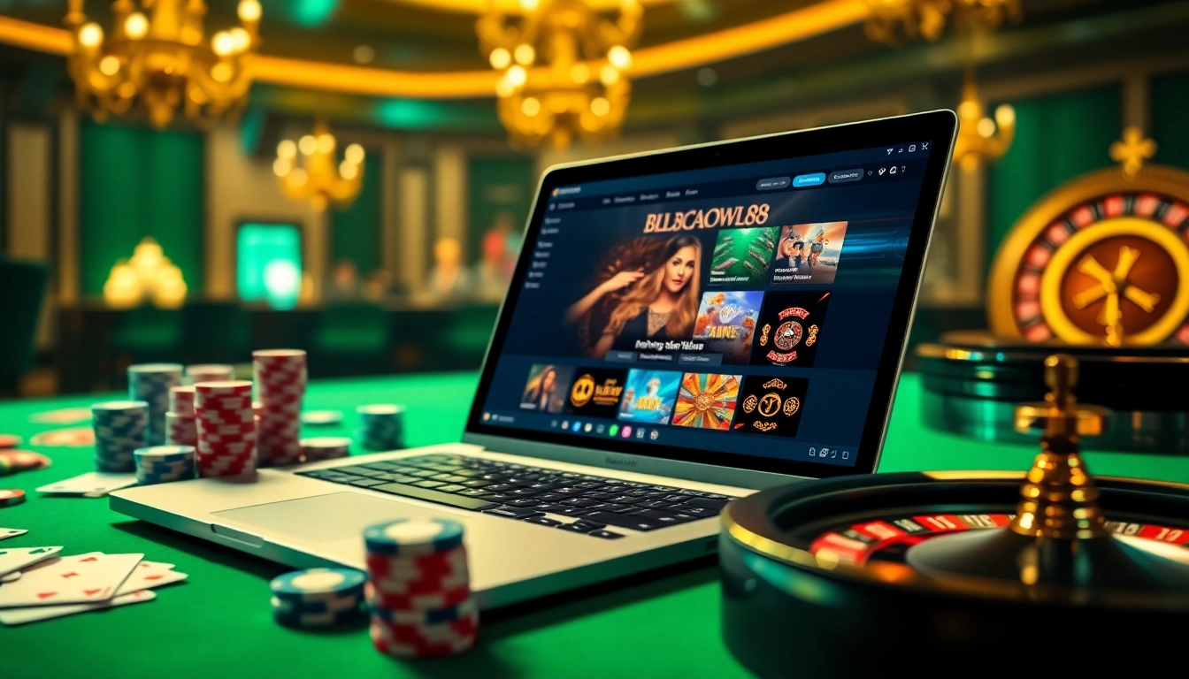 Engage in thrilling gameplay at BLACKOWL88 with modern casino elements and vibrant visuals.