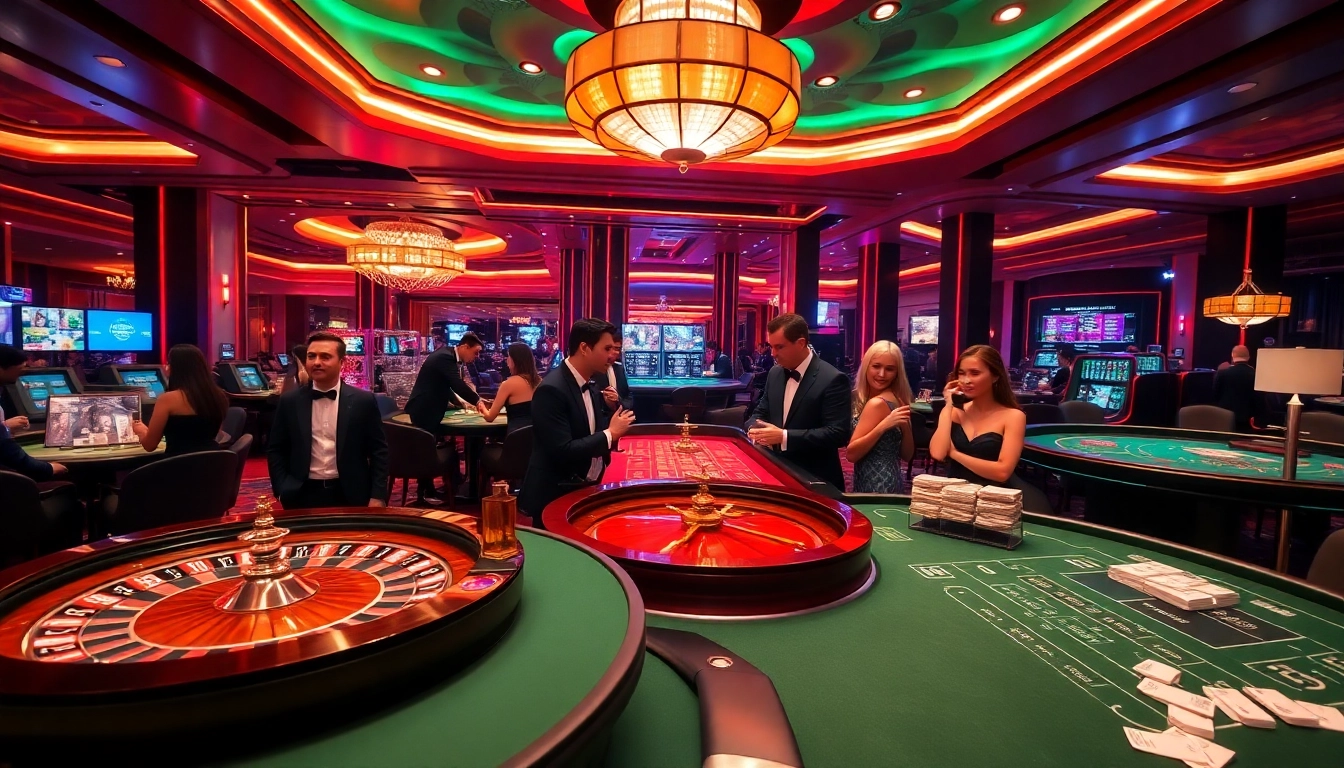 Exciting casino gameplay at 78winn.co featuring players at a roulette table and poker game.