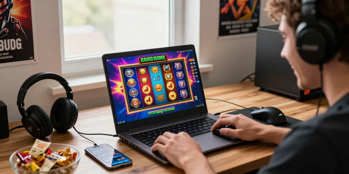Pengalaman bermain slot depo 5k dengan antarmuka slot warna-warni dan aksesori gaming