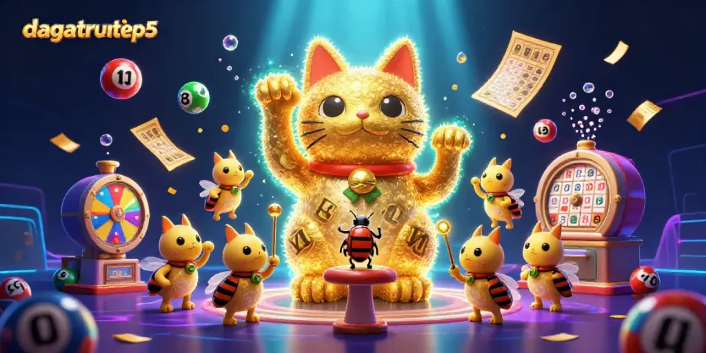 Experience the vibrant world of dagatructiep5 with golden fireflies and lively lottery elements.