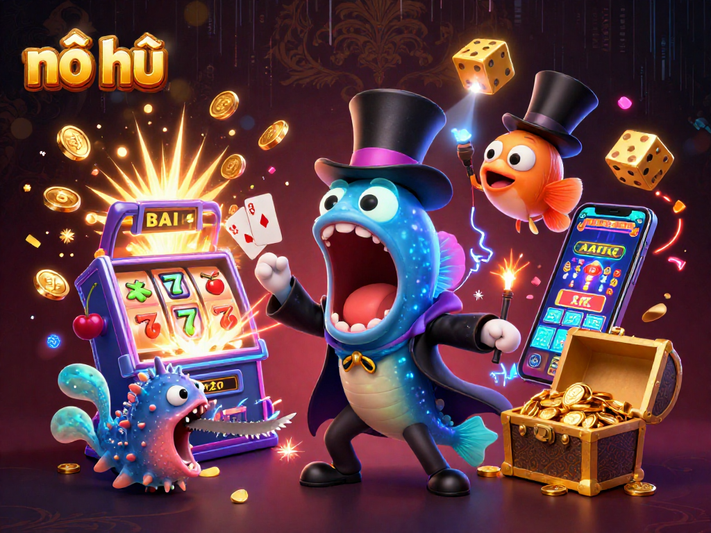 Engaging nổ hũ scene featuring a magician eel and friends celebrating winnings.