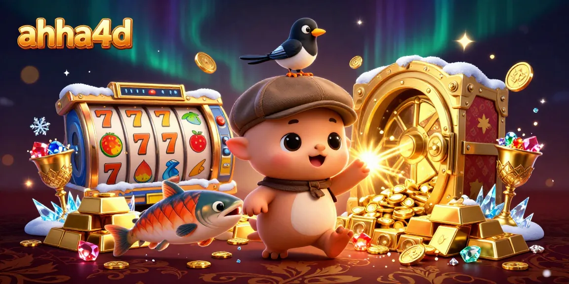 Experience winning moments at ahha4d with lively slot reels and charming characters in a vibrant casino scene.