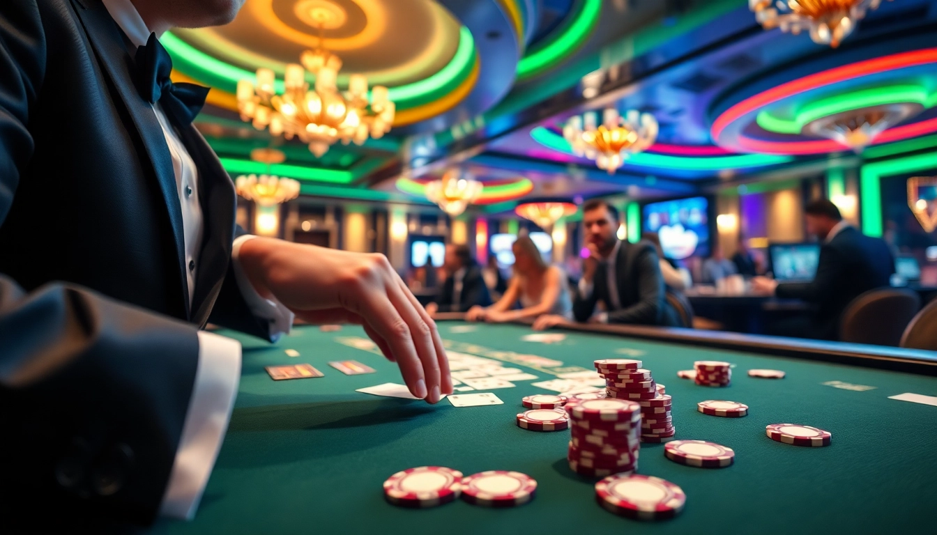 Rasakan sensasi tunai 138 saat croupier mengelola permainan kartu di kasino.