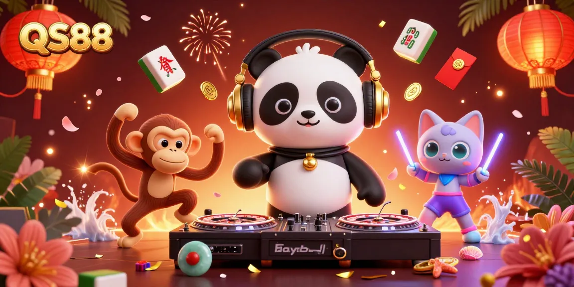 Experience QS88 with lively characters engaging in exciting casino-themed events.