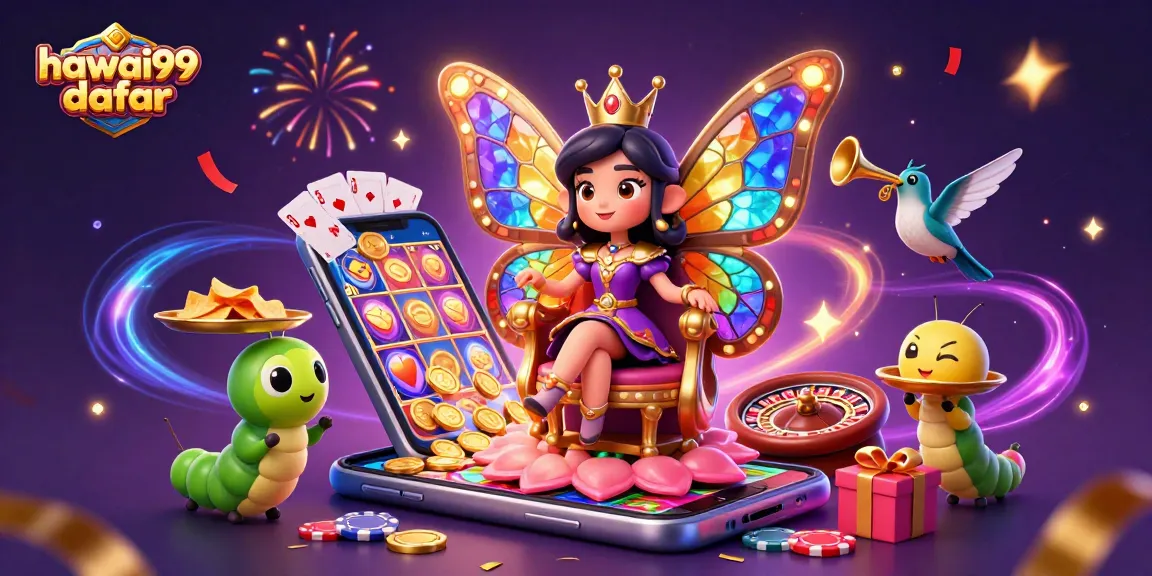 Join the excitement of hawai99 daftar with vibrant slot games and casino fun in this colorful scene.