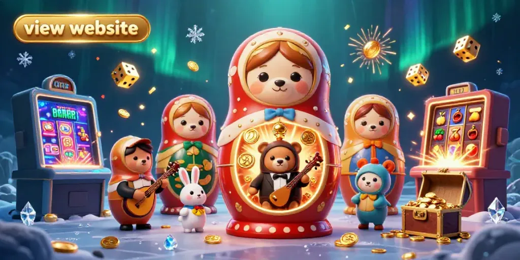 Experience the thrill of gambling as you view the website, featuring a joyous casino scene with vibrant characters and dynamic elements.