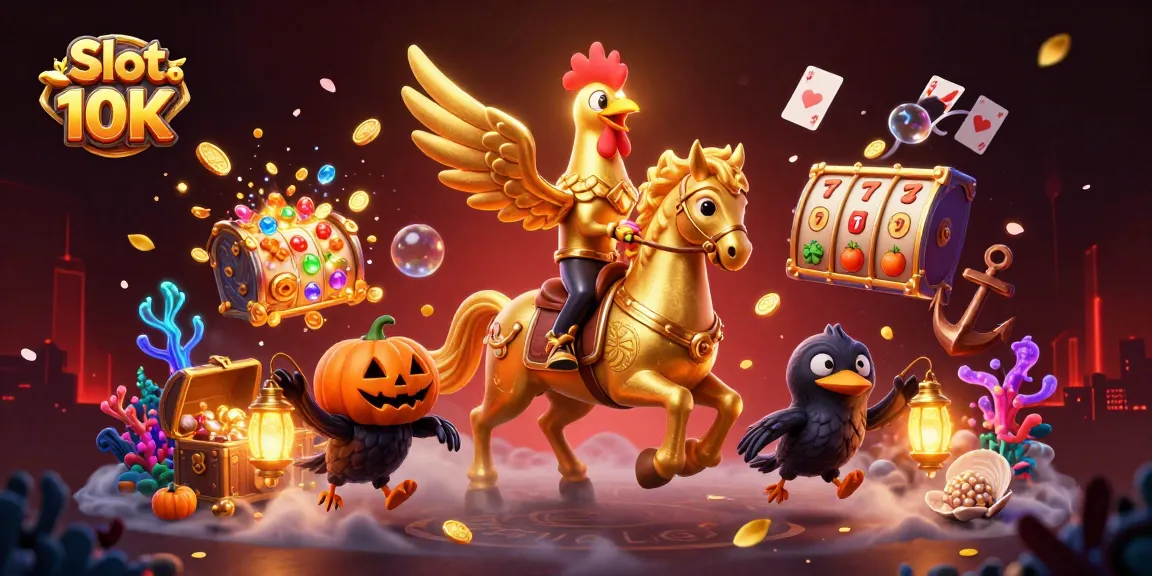 Experience the thrill of Slot depo 10K with a dynamic 3D casino illustration showcasing immersive gaming elements.