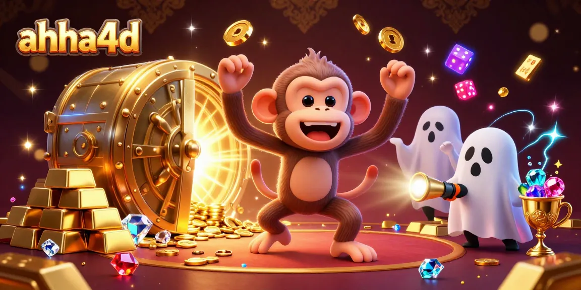 Engage with ahha4d as a mischievous monkey juggles golden treasures in a dynamic gambling scene.