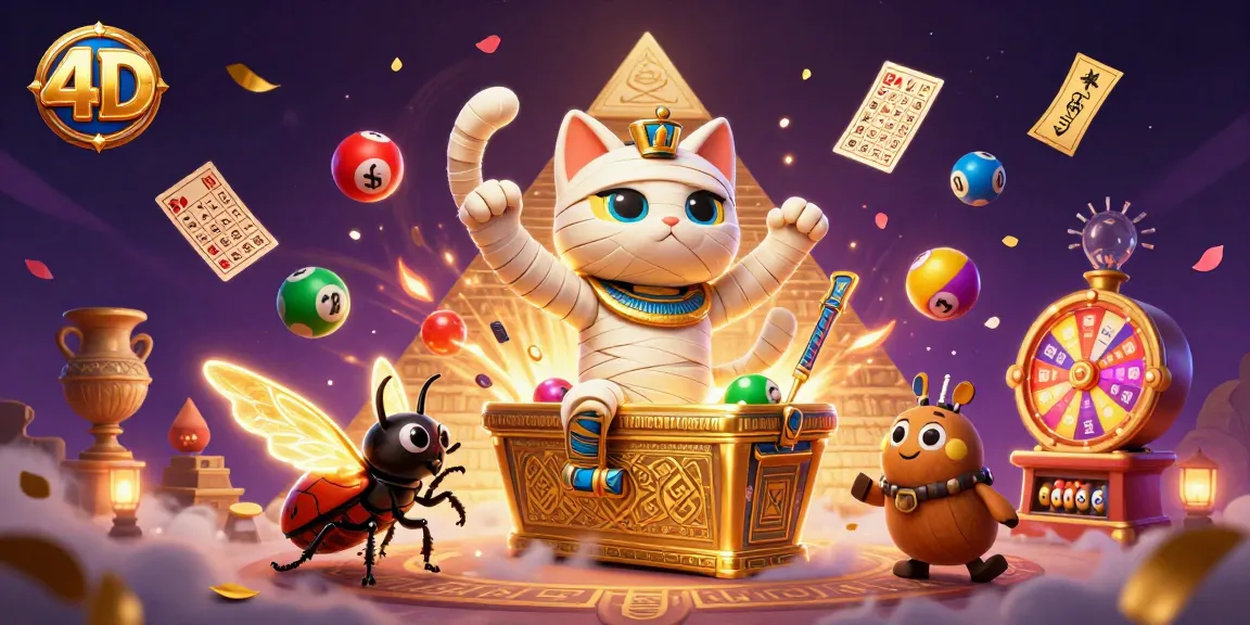 Experience 4D excitement with a dynamic scene of a mummy cat in a vibrant pyramid casino.