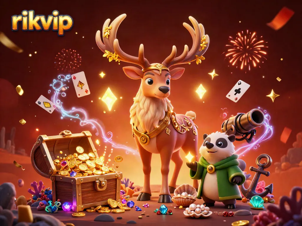 Experience exhilarating wins at rikvip with vibrant casino-themed 3D illustration.