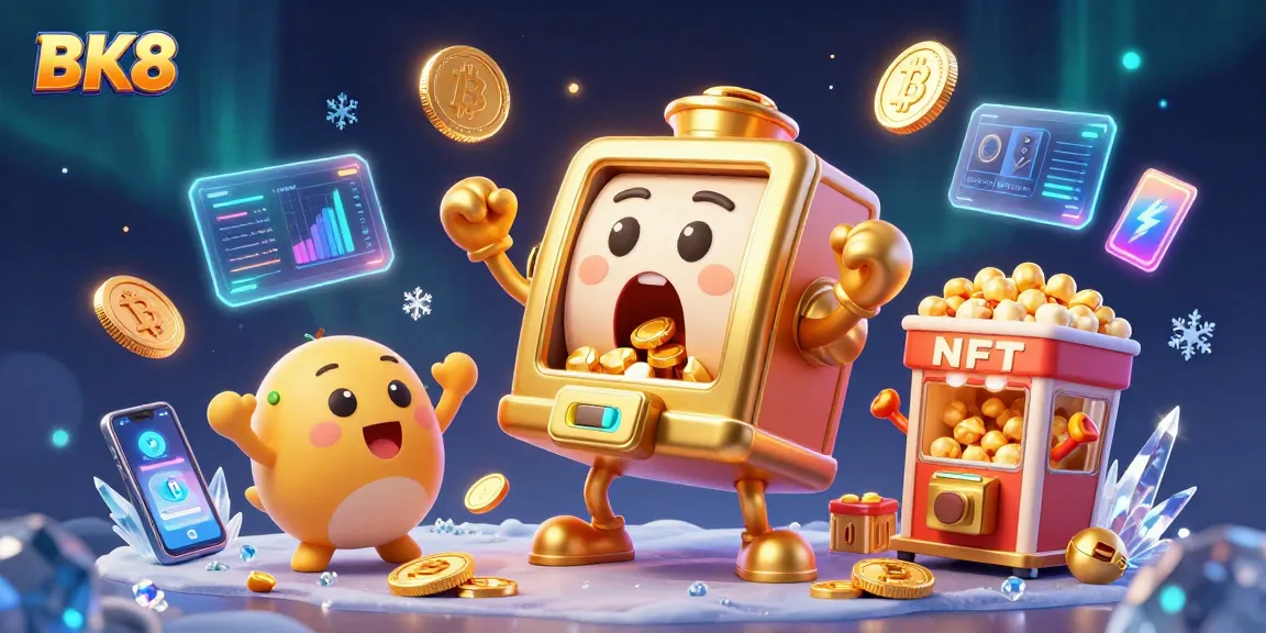 BK8 showcases a golden slot machine celebrating a jackpot while coins flood out, epitomizing thrilling gaming action.